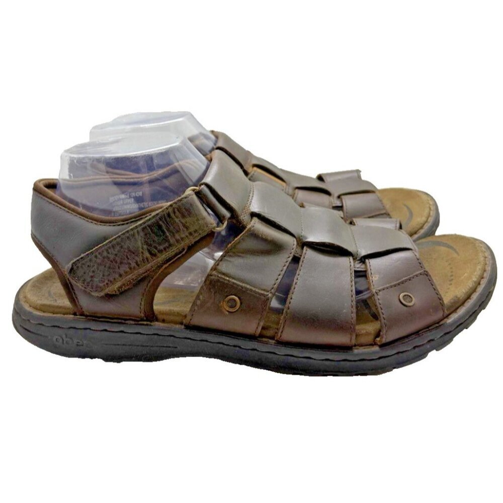 Abeo Brody Men's Sandals Shoes Size 10N Brown Leather Hook Loop Comfort Walking